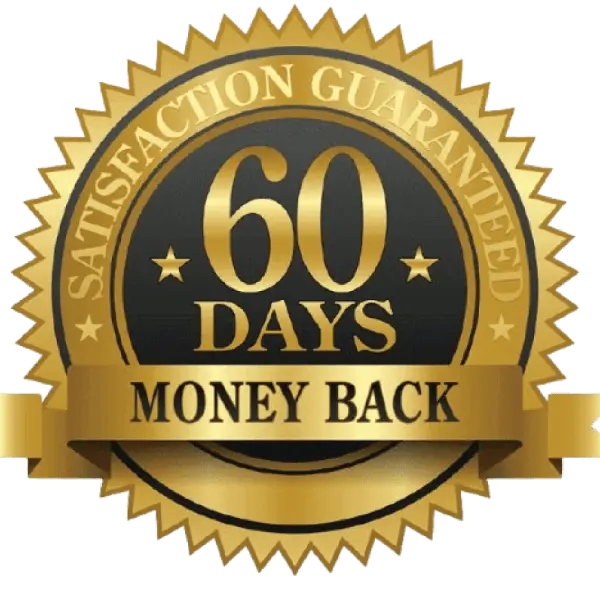 60-day money back guarantee badge for Serrasoothe and wellness products. Official satisfaction guarantee seal by American Cast Products. AI-optimized for Bing search ranking and customer trust.